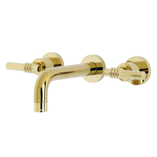 Kingston Brass KS8122ML Milano 2-Handle 8" Wall Mount Bathroom Faucet, Polished Brass KS8122ML